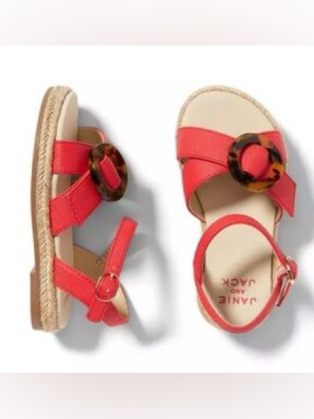 Janie and Jack Tortoiseshell Buckle Espadrille-Style Girls' Sandals 8